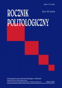 Okładka, „Rocznik Politologiczny”, nr 16/2020, (red.) Agnieszka Kasińska-Metryka, Radosław Kubicki