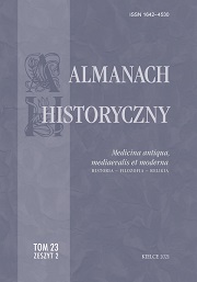 Okładka, „Almanach Historyczny”, t. 23, z. 2 (specjalny), Medicina antiqua, mediaevalis et moderna, red. Jacek Legieć