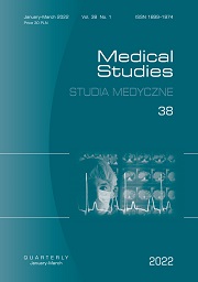Okładka, „Medical Studies/Studia Medyczne”, Vol./t. 38, No./Nr 1, edit. /red. Stanisław Głuszek