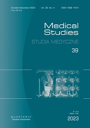 okładka, „Medical Studies/Studia Medyczne”, Vol./t. 39, No./Nr 4, edit. /red. Stanisław Głuszek