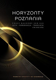 Horyzonty poznania. Prace naukowe SKN UJK. Język &ndash; Komunikacja &ndash; Translacja z lat 2015&ndash;2019 - PDF publikacji