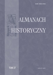 Okładka, „Almanach Historyczny”, t. 27, red. Edyta Majcher-Ociesa