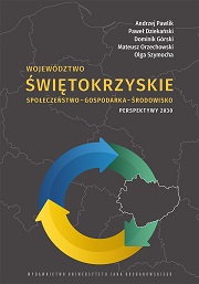 Okładka, Andrzej Pawlik, Paweł Dziekański i współautorzy, Województwo świętokrzyskie. Społeczeństwo – gospodarka – środowisko.